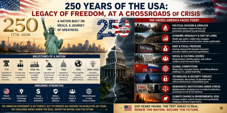 AMERICA IN CRISIS ON ITS 250TH BIRTHDAY